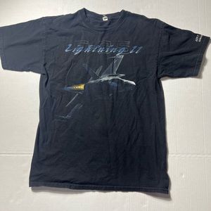 Vintage WWII F-35 Lightning Flying Plane Shirt Sz Medium AAA Tag